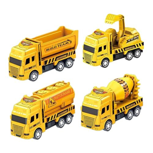 KONTONTY Autospielzeug 4 Stück Technikfahrzeug Zurückziehen Für Kinderspielzeug Spielsachen Minipumpe Kleines Auto Zum Zurückziehen Für Junge Auto Plastik Yellow Baufahrzeuge von KONTONTY