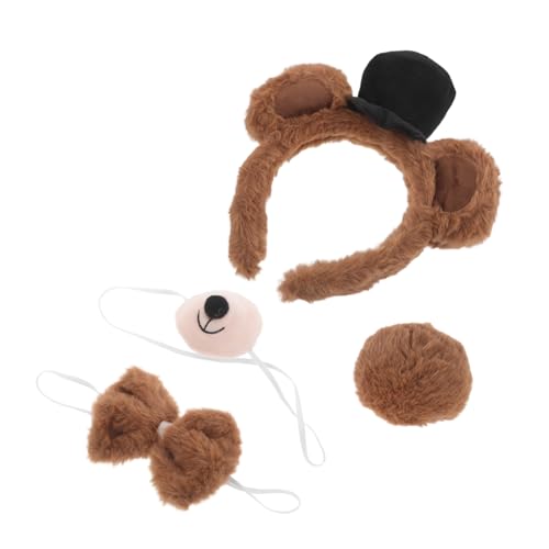 KONTONTY 4 Stück Teiliges Bären Cosplay Set mit Plüschigem Stirnband Schleife Nase und für Erwachsene Weiches Material Leicht für Halloween Karneval Party und Rollenspiele KONTONTY 4 Stück Teiliges Bären Cosplay Set mit Plüschigem Stirnband Schleife Nase und für Erwachsene Weiches Material Leicht für Halloween Karneval Party und Rollenspiele von KONTONTY
