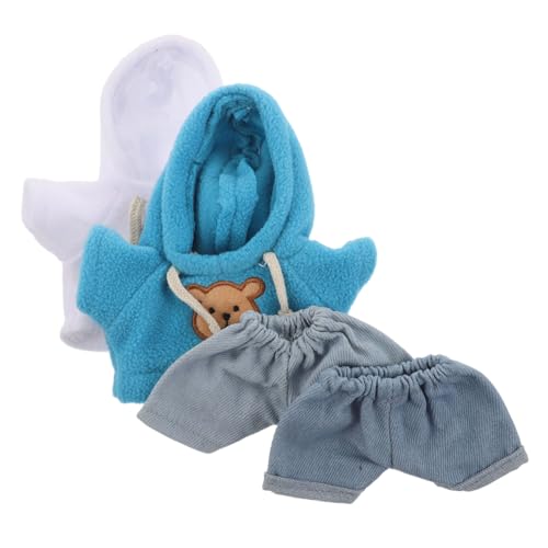 KONTONTY 4 Stück Teiliges Bärenkleidungsset für Plüschtiere Weiche Baumwoll-Hoodies und Jeans Passgenaues Outfit für Stofftiere Niedliche DIY-Kleidung für Plüschbären und Kuschelpuppen von KONTONTY