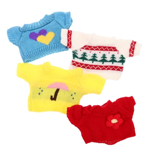 KONTONTY 4 Stück Teiliges Bärenpullover Kleidung für Kuscheltiere Weiche Hautfreundliche Strickoberteile mit Weihnachtsmuster Waschbar Gemütlich Geeignet als DIY Outfit für Plüschtiere und von KONTONTY