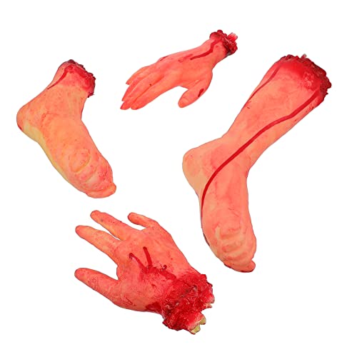 KONTONTY 4 Stück Teiliges Halloween Deko Gebrochene Hände und Füße Langlebige Vinyl Horror Requisiten für Spukhaus Bar Party Realistische Falsche Körperteile für Gruselige KONTONTY 4 Stück Teiliges Halloween Deko Gebrochene Hände und Füße Langlebige Vinyl Horror Requisiten für Spukhaus Bar Party Realistische Falsche Körperteile für Gruselige von KONTONTY