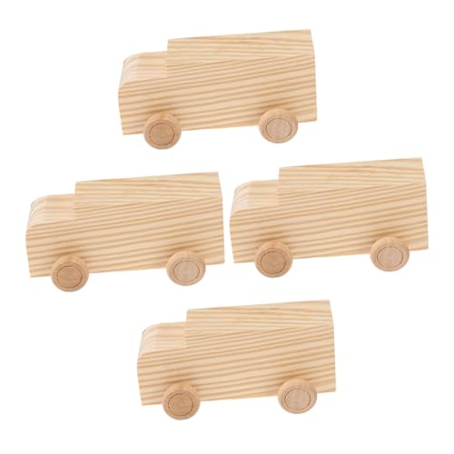 KONTONTY 4 Stück Teiliges Holzauto DIY Malset Handbemalt Graffiti Modell für Kindergarten Bastelspielzeug Autohandwerk Ab Jahre von KONTONTY
