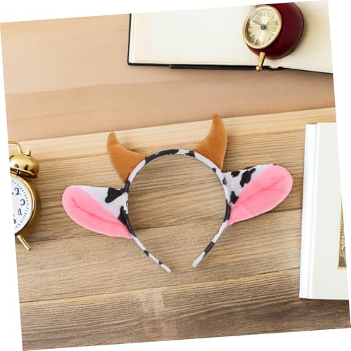KONTONTY 4 Stück Teiliges Kuh kostüm Haarreifen mit Hörnern und Ohren Elastisches Bequemes Design für Kopfgrößen Leicht Waschbar für Partys Cosplay und Aufführungen von KONTONTY