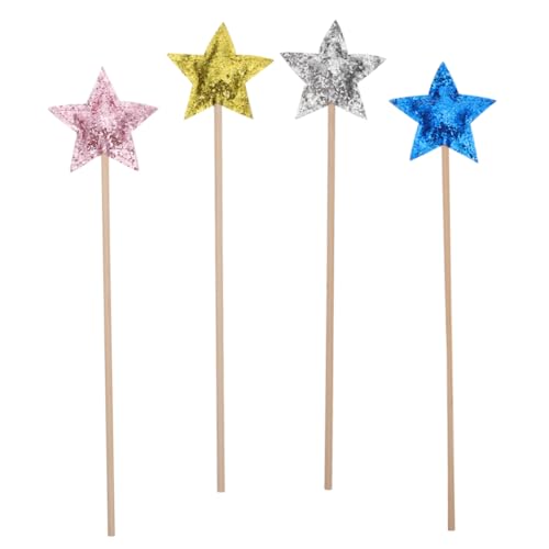 KONTONTY 4 Stück Teiliges Leuchtende Stern Feenstäbe für Glitzernde Zauberstäbe für Cosplay Geburtstagsfeiern und Kreative Rollenspiele Gold Silber Blau KONTONTY 4 Stück Teiliges Leuchtende Stern Feenstäbe für Glitzernde Zauberstäbe für Cosplay Geburtstagsfeiern und Kreative Rollenspiele Gold Silber Blau von KONTONTY