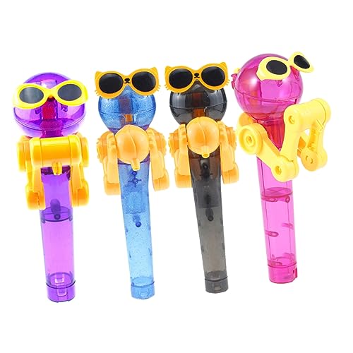 KONTONTY 4 Stück Teiliges Lollipop Roboter Kreatives Pop Up Bonbonhalter aus Kunststoff Lustiges für Einfach zu Bedienen für Geburtstagsfeiern und Kinderpartys von KONTONTY