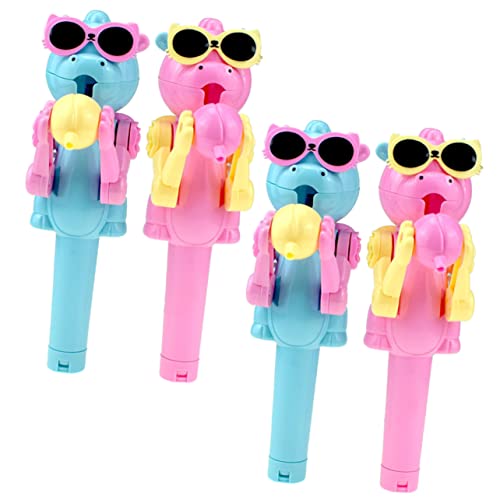 KONTONTY 4 Stück Teiliges Lollipop Roboter Lustiger Dinosaurier Lutscherhalter aus Kunststoff Bunte Süßigkeitenbox Kreatives Partygeschenk für Jungen und Mädchen von KONTONTY