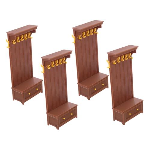 KONTONTY 4 Stück Teiliges Mini Puppenhaus Möbelset Retro Stil Schrank mit Bücherregal Kompakte Aufbewahrung Realistische Details Leicht Tragbar für Spiel Puppenhaus Dekoration von KONTONTY