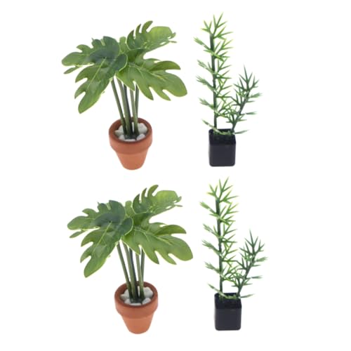 KONTONTY 4 Stück Teiliges Miniatur Grünpflanzen Realistische Simulierte Bonsai Bambus Monstera Kleine Topfpflanzen für Puppenhaus Wohnzimmer Schlafzimmer DIY Dekoration Kompakt und KONTONTY 4 Stück Teiliges Miniatur Grünpflanzen Realistische Simulierte Bonsai Bambus Monstera Kleine Topfpflanzen für Puppenhaus Wohnzimmer Schlafzimmer DIY Dekoration Kompakt und von KONTONTY