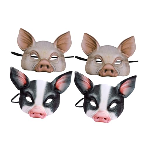 KONTONTY 4 Stück Teiliges Party Schwein Maske Halbgesichts Tier Cosplay Maske Weiße und Schwarze Farben von KONTONTY