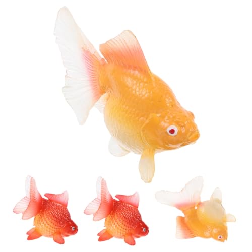 KONTONTY 4 Stück Teiliges Realistische Goldfisch Figuren Pflegefreie Künstliche Fischdeko mit Abgerundeten Kanten Vielseitig für Aquarium Regal und Gartendeko Lebensechte Nachbildung von KONTONTY