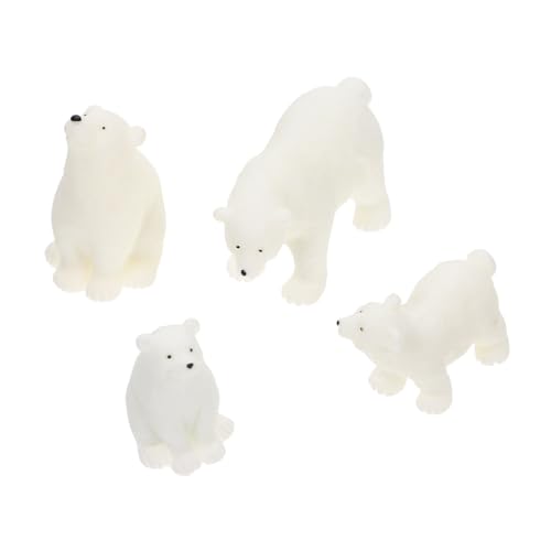 KONTONTY 4 Stück Teiliges Realistischer Polarbären Figuren Hochwertigem Resin Tiermodell für Kognitiven Fähigkeiten für Dekoration und Landschaften von KONTONTY