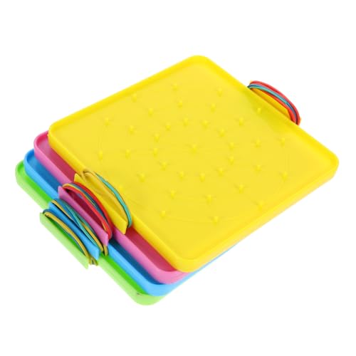 KONTONTY 4 Stück Teiliges Set Doppelseitige Geoboards für Kindergarten Pädagogisches Lernspielzeug zur Verbesserung von Mathematik und Räumlichem mit Gummibändern für Gruppenaktivitäten und KONTONTY 4 Stück Teiliges Set Doppelseitige Geoboards für Kindergarten Pädagogisches Lernspielzeug zur Verbesserung von Mathematik und Räumlichem mit Gummibändern für Gruppenaktivitäten und von KONTONTY