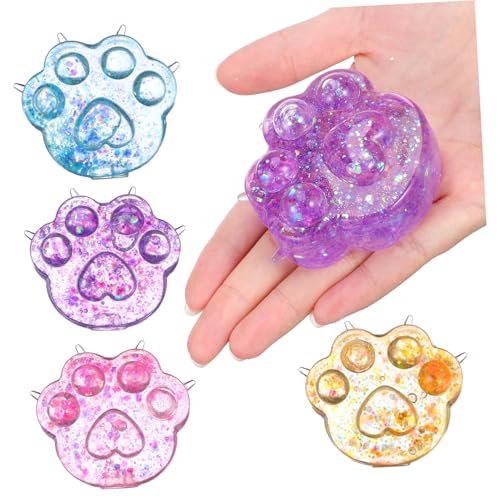 KONTONTY 4 Stück Teiliges Squishy Katzenpfoten mit Realistischem Design Tragbare Stressbälle zum Quetschen und Kneifen Weiche Kawaii Sensorik für Büro Zuhause und Reisen von KONTONTY