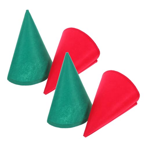 KONTONTY 4 Stück Weihnachts-zwergenmützen aus Filz Kegelförmige Elf Wichtelmützen für Erwachsene und Unisex Kostümzubehör für Weihnachtsfeiern Halloween und Cosplay von KONTONTY