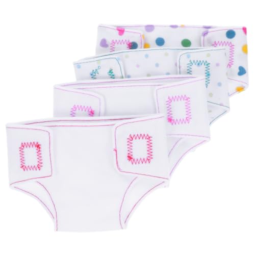 KONTONTY 4 Stück Wiederverwendbare Stoffwindeln für Babypuppen Puppenzubehör für Rollenspiele und Kostümierungen Bunten und Weißen Designs KONTONTY 4 Stück Wiederverwendbare Stoffwindeln für Babypuppen Puppenzubehör für Rollenspiele und Kostümierungen Bunten und Weißen Designs von KONTONTY