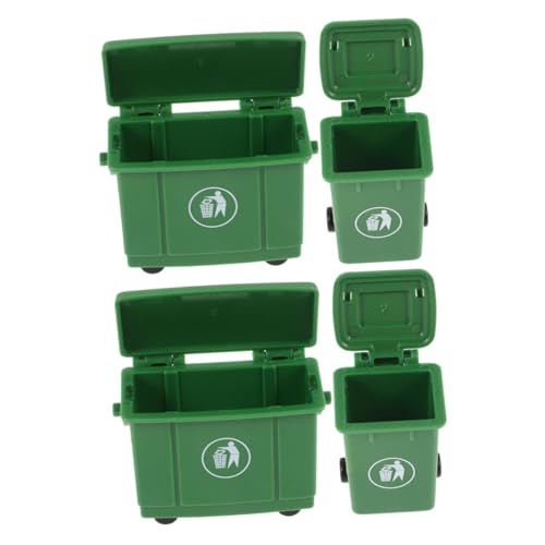 KONTONTY 4 Stück Zubehör Für Puppenhäuser Müllbehälter Mini Auto Mülleimer Schlanker, Hoher Mülleimer Mini-Dinge Mini-schließfach Für Den Schreibtisch Plastik Green von KONTONTY
