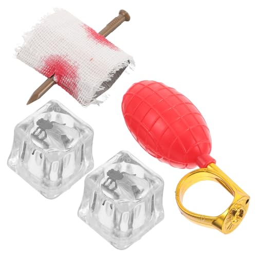 KONTONTY 4-teiliges Lustiges Streichspielzeug-Set, Wasserspritzring, Trick, Nagelsimulation, Insekten-eiswürfel, Ideal Für Halloween, Karneval Und Den Aprilscherz von KONTONTY