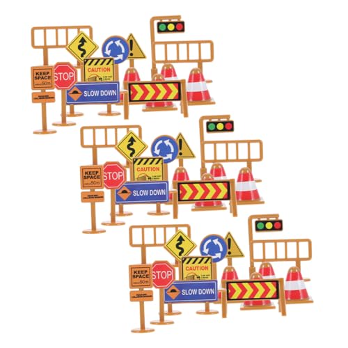 KONTONTY 45 Stück Teiliges Verkehrsschilder-spielset für Realistische Mini-verkehrszeichen aus Kunststoff Interaktives Lernspielzeug zur Verkehrssicherheit Fördert Kognitive und Motorische von KONTONTY