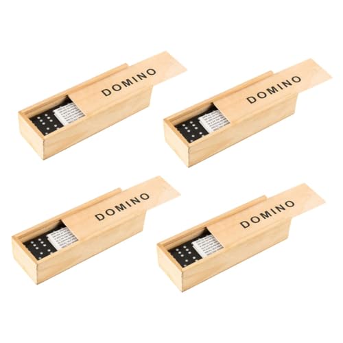 KONTONTY 4Sätze Domino Aus Holz Interaktive Dominosteine Für Erwachsene Und Pädagogisches Für Drinnen Und Draußen Mit Praktischem Aufbewahrungsbehälter Aus Robustem Holz von KONTONTY