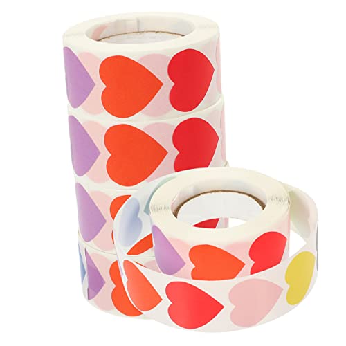 KONTONTY 5 Rollen Aufkleber Geschenkanhänger Deko Tabs Aufkleber Für Valentinstag Umschlagaufkleber Siegel Valentinstag Herzetiketten Umschlagverschließer DIY Herzaufkleber von KONTONTY