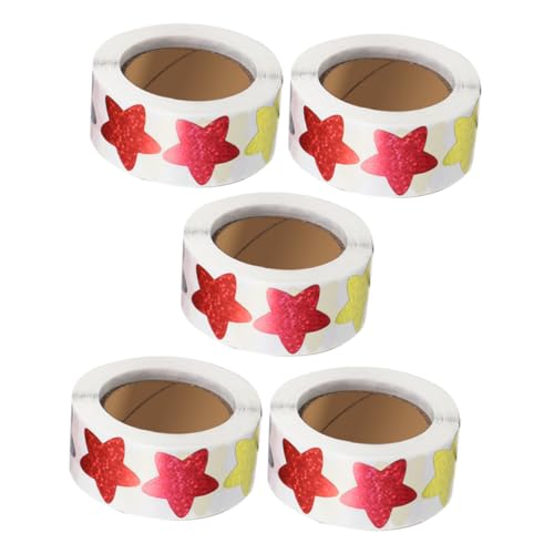 KONTONTY Stern-Aufkleber-Set 5 Rollen Mit Abnehmbaren Stern-aufklebern Für Jungen Und Mädchen Belohnungssystem von KONTONTY