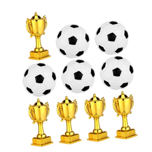 KONTONTY 5 Sätze Mini Goldene Fußball Trophy Tassen Plastik Fußball Party Dekorationen Kleine Auszeichnungstassen für Geburtstagsfeiern mit Sportthema von KONTONTY