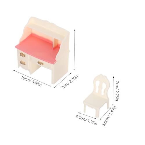 KONTONTY 5 Sätze Miniatur Schreibtischstuhl und Tisch Puppenhaus Zubehör Vielseitige Dekoration für Miniatur Wohnzimmer und Spielhäuser Kompaktes Tragbares Design von KONTONTY