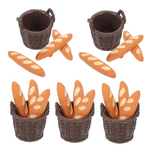 KONTONTY 5 Satz Teiliges Mini-Brot Realistischen Französischen Baguettes und Körben Handgefertigte Puppenhaus-deko Vielseitige Miniatur-backwaren für Fotografie Bäckerei Küchenszenen von KONTONTY
