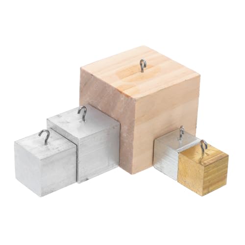 KONTONTY 5 Stück Density Cubes Set mit Haken für Wissenschaftliche Experimente Multipurpose Experimentiergerät aus Kupfer Aluminium und Holz für Bildungsdemonstrationen von KONTONTY