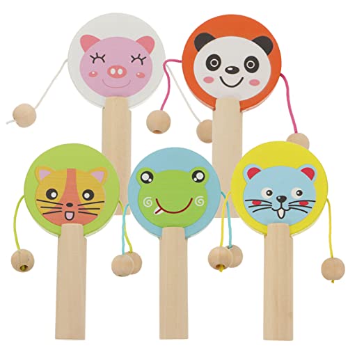 KONTONTY 5 Stück Hölzerne Rassel Holzinstrument Pädagogische Rassel Holzrassel Puzzle Rassel Musikinstrument Orff-Instrument Orff Musik Rassel von KONTONTY