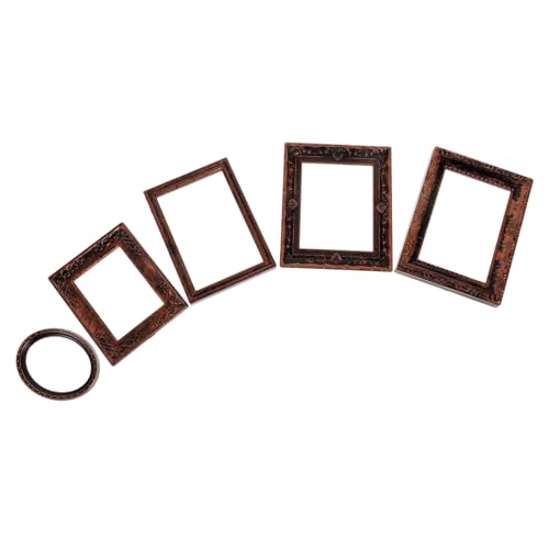KONTONTY 5 Stück Maßstab Bronze Kunststoff Vintage Mini Dollhouse Foto Rahmen für DIY Puppenhaus Dekoration Leichte Langlebige Miniaturrahmen von KONTONTY