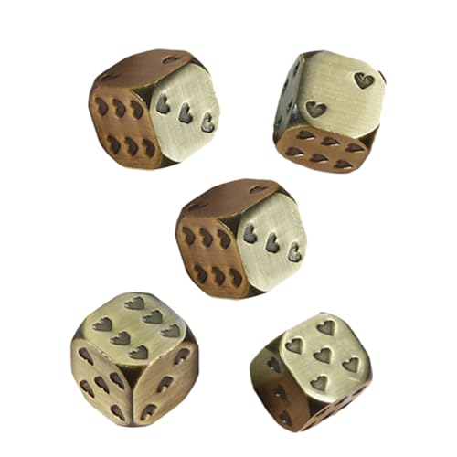 KONTONTY 5 Stück Metall Liebeswürfel Luftschlangen Würfelbeutel Sequenz Brettspiel Standardwürfel Brettwürfel Miniwürfel Schlag 6 Seitige Würfel Karten Stundenspiel Party Kleine Würfel von KONTONTY