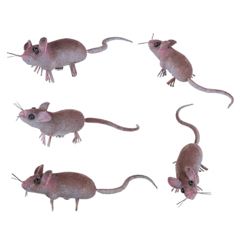 KONTONTY 5 Stück Mini Mäuse Figuren Realistische Gartendekoration Wiederverwendbare Miniatur Nagetier Modelle Detailgetreue Simulation für Mikrolandschaft Vielseitige Outdoor Deko von KONTONTY