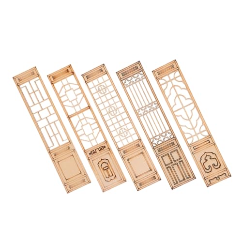 KONTONTY 5 Stück Miniatur Holzschirm Teilig Chinesischer Stil Puppenhaus Dekoration Mini Haus Zubehör Stabile Vielseitige Bildschirme für DIY Basteln und Wohnaccessoires von KONTONTY