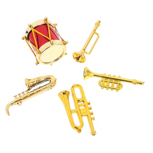 KONTONTY 5 Stück Musikinstrumente Teiliges Puppenhaus Zubehör mit Saxophon Trompete Schlagzeug und Mehr Realistische Deko für Musikzimmer Fotografie und Kreative Gestaltung KONTONTY 5 Stück Musikinstrumente Teiliges Puppenhaus Zubehör mit Saxophon Trompete Schlagzeug und Mehr Realistische Deko für Musikzimmer Fotografie und Kreative Gestaltung von KONTONTY