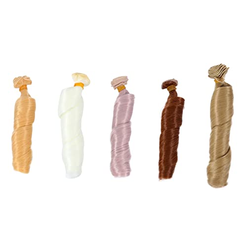 KONTONTY 5 Stück Puppe Perücke Babypuppe Glatte Haarsträhnen Puppenhaar Lockig Puppenperücken Machen Herstellung Puppe Mit Lockigem Haar Puppenhaare Zum Selbermachen Hochtemperaturdraht von KONTONTY