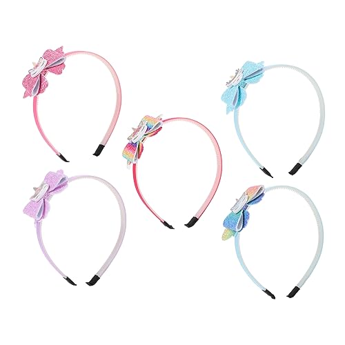 KONTONTY 5 Stück Schleife Stirnband Einhorn-stirnband- Kinderhaaraccessoires Für Mädchen Party Bogen-einhorn-kopf-reifen Weihnachtsfeier -stirnband Glitzer-zwiebel-pudertuch von KONTONTY