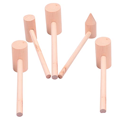 KONTONTY 5 Stück Teiliges Holzhammer Langlebige Holzschlägel mit Glatter Oberfläche Sicherer Holzhammer für Pädagogisches Spiel und Praktische Nutzung Abwaschbar und Verschleißfest von KONTONTY