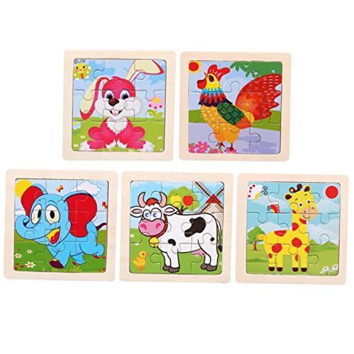 KONTONTY 5 Stück Teiliges Holzpuzzle für Cartoon Tierpuzzle zur Frühen Bildung Elefant Hahn Kuh Hase und Giraffe Bunte Ausführung KONTONTY 5 Stück Teiliges Holzpuzzle für Cartoon Tierpuzzle zur Frühen Bildung Elefant Hahn Kuh Hase und Giraffe Bunte Ausführung von KONTONTY