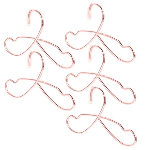 KONTONTY 5 Stück Teiliges Mini Kleiderbügel für Puppenkleidung Roségold Metall Platzsparende Kleine Puppenbügel für Dolls Glatte Oberfläche für Puppenhaus und Spielzeugkleiderschrank von KONTONTY