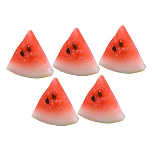 KONTONTY 5 Stück Teiliges Mini Wassermelonen Scheiben Deko Simulation für Puppenhaus Fotorequisiten Realistische Miniatur Obstmodelle von KONTONTY