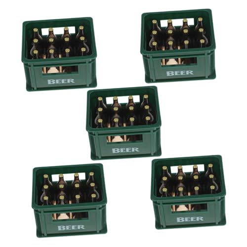 KONTONTY 5 Stück Teiliges Miniatur Bierkasten aus Langlebigem Harz Realistische Puppenhaus Dekoration und Fotorequisite Detailgetreue Mini Getränkeflaschen für Puppenhaus Diorama und von KONTONTY