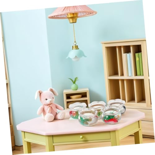 KONTONTY 5 Stück Teiliges Miniatur Goldfischglas mit Realistischen Pflanzen und Koi Kleine Runde Miniatur Fischschalen für Puppenhaus Dekoration Mini Aquarium für Micro Landschaft und von KONTONTY