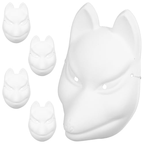 KONTONTY 5 Stück Zellstoff-Maske Farbe maske weiß zum lackieren unbemalt grau Fuchs leere Masken zum Malen weiße Maskerademaske Party leere Masken Karnevalsmasken zum Dekorieren Papier KONTONTY 5 Stück Zellstoff-Maske Farbe maske weiß zum lackieren unbemalt grau Fuchs leere Masken zum Malen weiße Maskerademaske Party leere Masken Karnevalsmasken zum Dekorieren Papier von KONTONTY