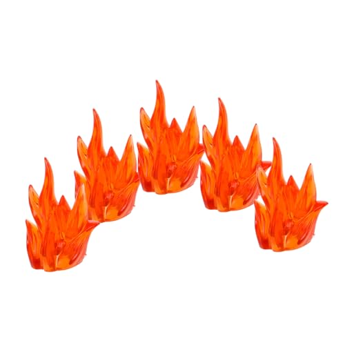 KONTONTY 5 Stück Zusammengebaute Bausteine Miniaturfeuer Halloween leuchtende Flamme Zubehör für Actionfiguren Flammenfigur Mini-Straßensperre- Kinderbaukegel Plastik Orange von KONTONTY