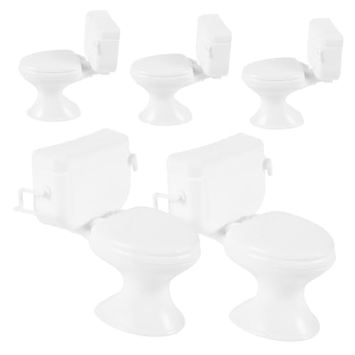 KONTONTY Puppenhaus-wc Mini-wc-Set Puppenhausmöbel Miniatur-Badezimmer Filigrane Form Realistische Dekoration Spielzeug-Accessoire KONTONTY Puppenhaus-wc Mini-wc-Set Puppenhausmöbel Miniatur-Badezimmer Filigrane Form Realistische Dekoration Spielzeug-Accessoire von KONTONTY