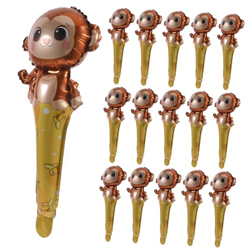 KONTONTY 50 Stück Affenballon Cartoon Geburtstagsballon Tier Set Rosa Tierballons Aufblasbare Affen Handgehaltene Cheerleading Sticks Aufblasbare Stadion Krachmacher Aluminiumfolie von KONTONTY