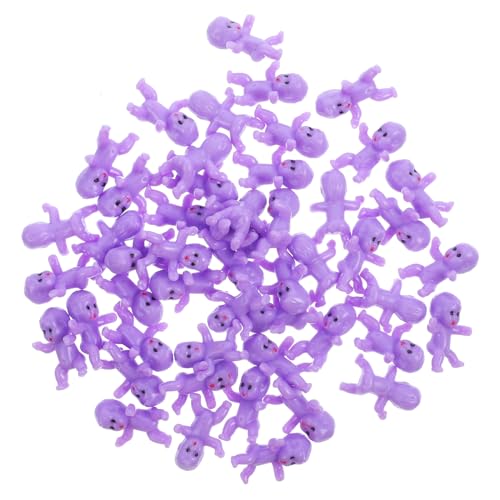 KONTONTY 50 Stück Mini-Plastikbabys für Partys spielzeughandys für Babys babyspielzeug mini Babys kauspielzeug kleine Babypuppen deko entzückende Plastikbabys -Minipuppen Violett von KONTONTY