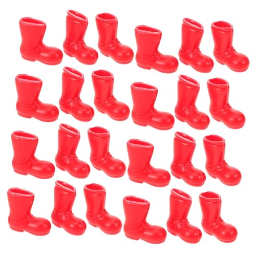 KONTONTY 50 Stück Mini Weihnachtsstiefel Puppenschuhe Puppen Dekoschuhe Weihnachtsmann Schuhe Modell Plüsch Mini Schuhe Stiefel Picks Stiefel Zum Basteln Miniatur Weihnachtsmann von KONTONTY