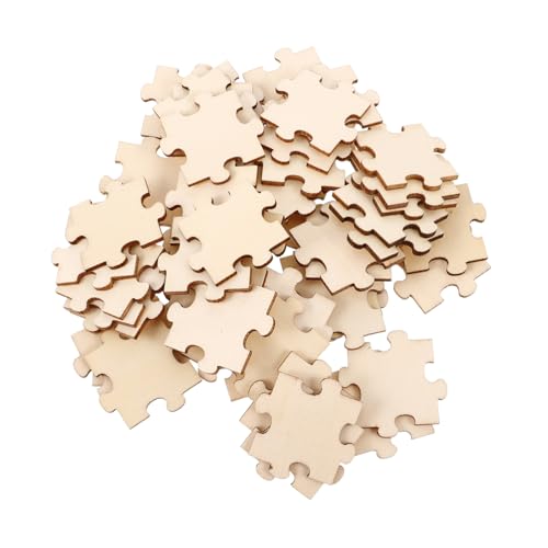 KONTONTY 50 Stück Puzzlequadrate Aus Holz Leer Unvollendet Für Rätsel Handwerk Kleinkindspielzeug Kleinkind-Puzzle Kinderpuzzle Beige Hölzern von KONTONTY